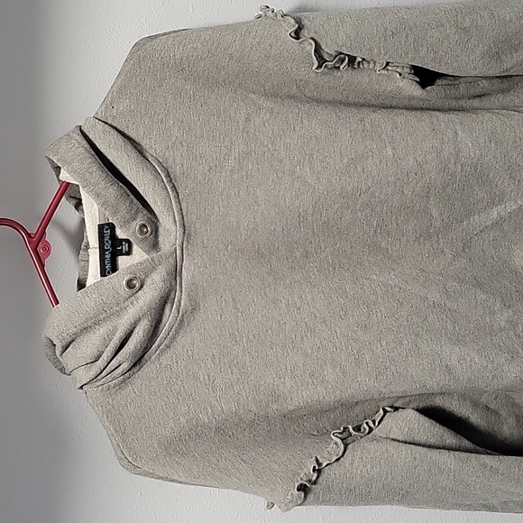 Cynthia Rowley Gray Ruffled Hoodie Sweatshirt - Picture 2 of 3